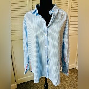 Urban Daizy Blue Striped Shirt with red and dark blue accents.